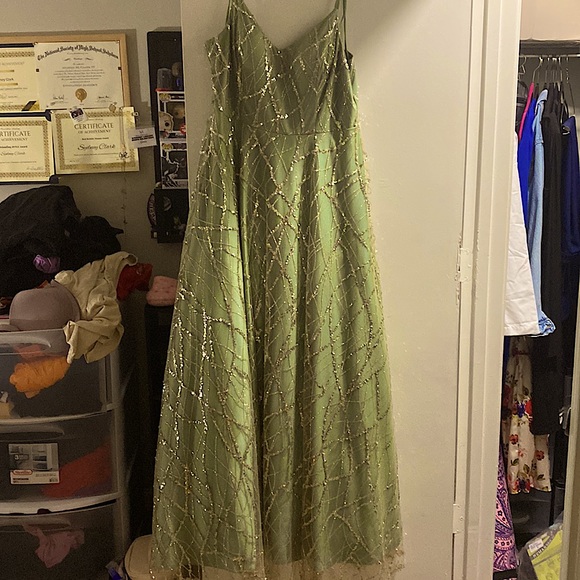 Macy's | Dresses | Mint Green And Gold Glittery Prom Dress Say Yes To The Prom  Dress | Poshmark